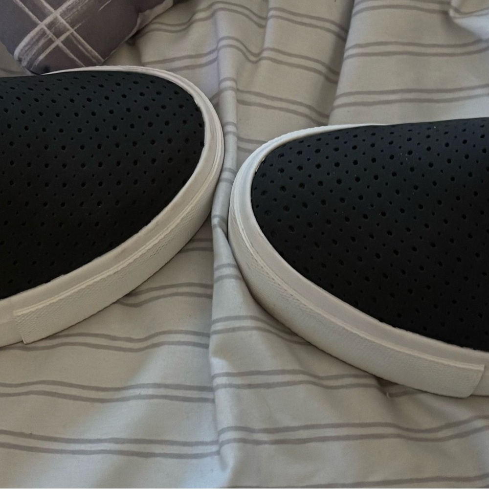 Jenn Ardor Black Perforated Flats with White Soles